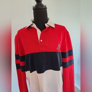 Nautica mens long sleeve rugby polo shirt
